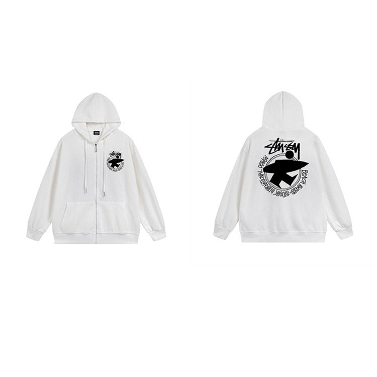 Stussy Hoodie Zip-Up Cardigan Fleece Hooded Sweater