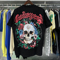 Godspeed T-shirts Skull Rose Clock Plate Double Yarn Cotton Casual Short Sleeve Men and Women