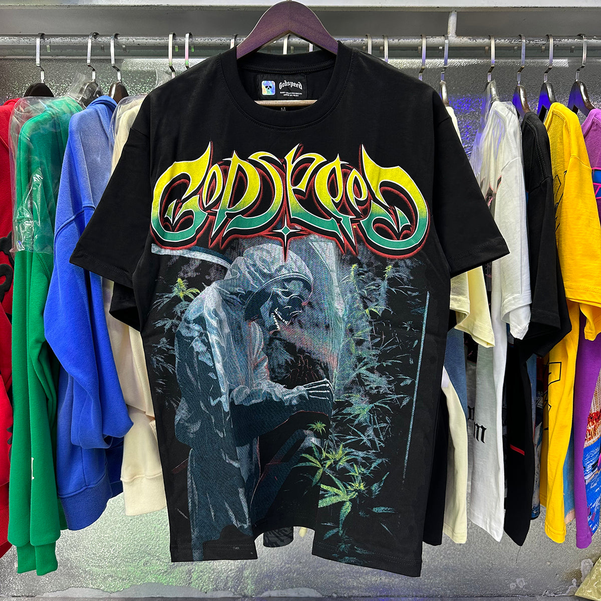 Godspeed T-shirts Biochemical Skull Poppy Print Cotton Casual Short Sleeve Men and Women