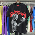 Godspeed T-shirts Technology Gaze Skull Printing Cotton Casual Short Sleeve Men and Women