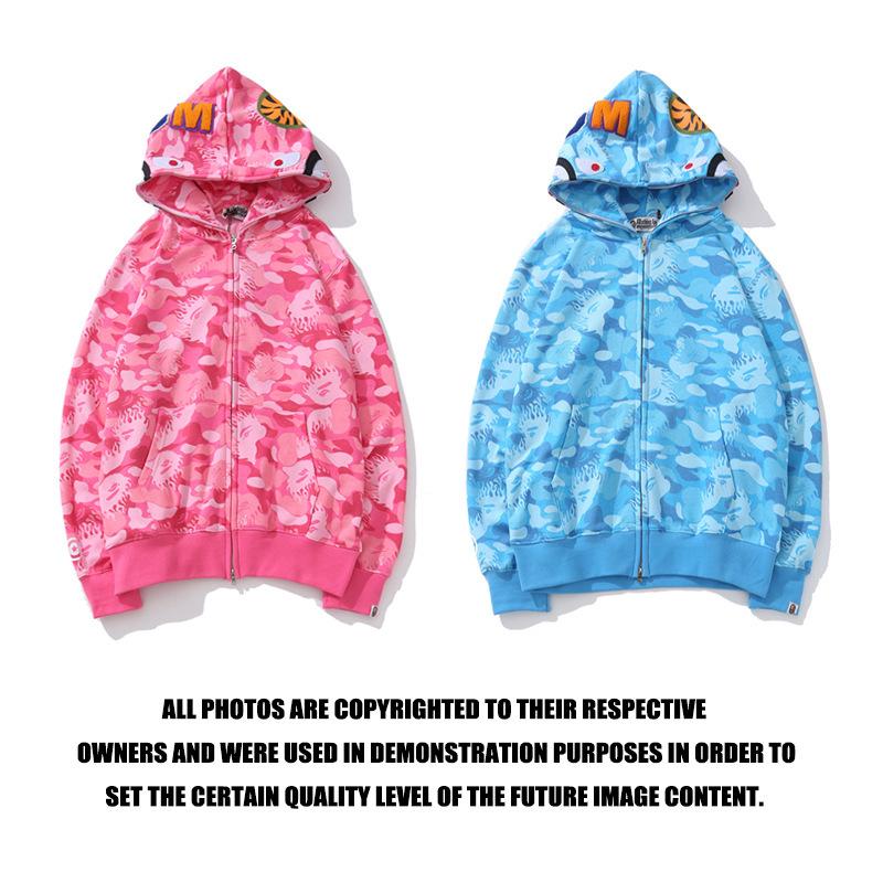 Bathing Ape Hoodie Blue Jellyfish Ghost Fire Camouflage Shark Sweater Hooded Coat Casual Fashion Brand Zip Hoodie