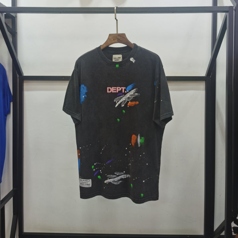 Gallery Dept T-shitrs Splash Ink Hip Hop Trend plus Size Short Sleeve
