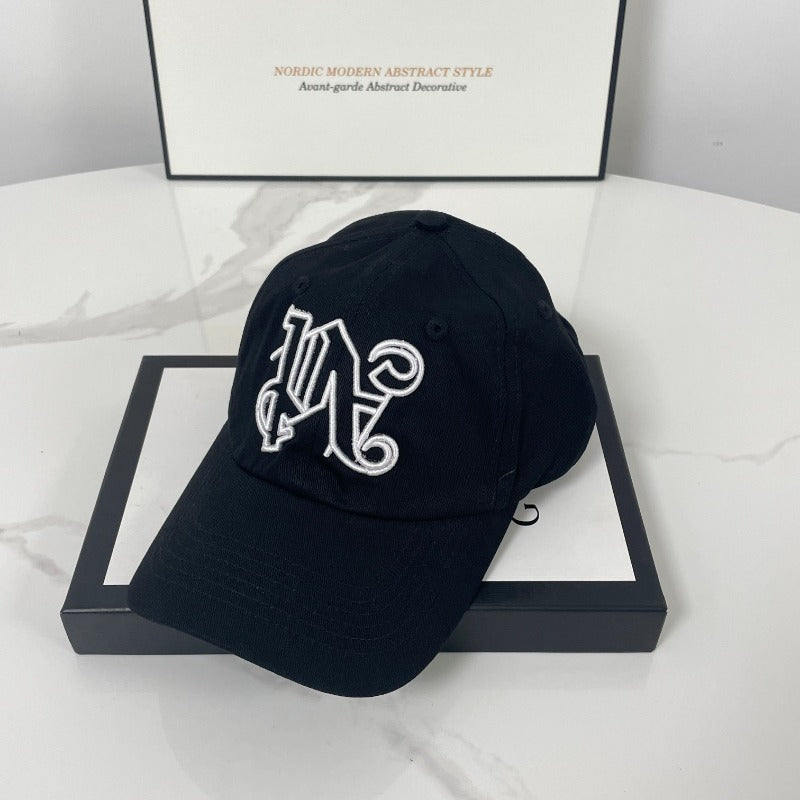 Palm Angels hats flame alphabet palm tree embroidered distressed baseball cap