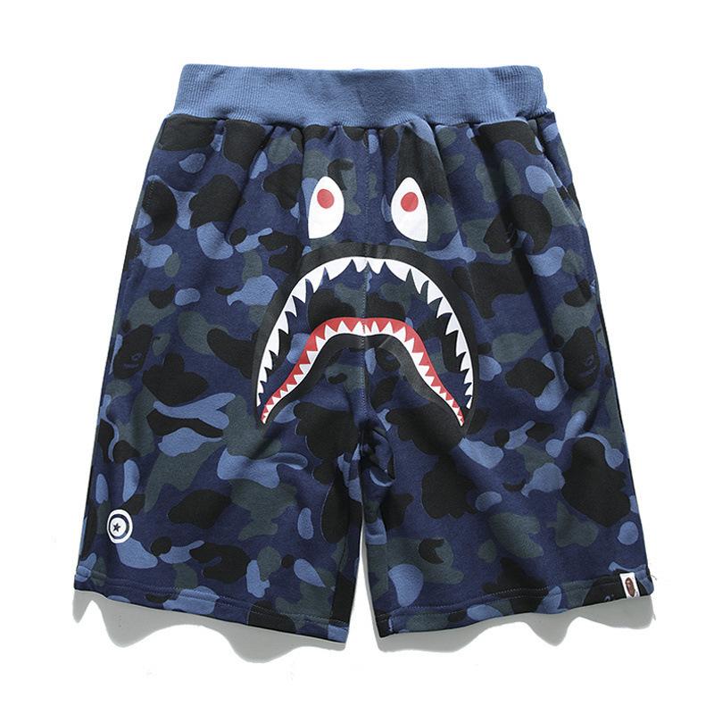 Bathing Ape Shorts Trendy Brand Camouflage Teeth Printed Men's Cotton Shorts