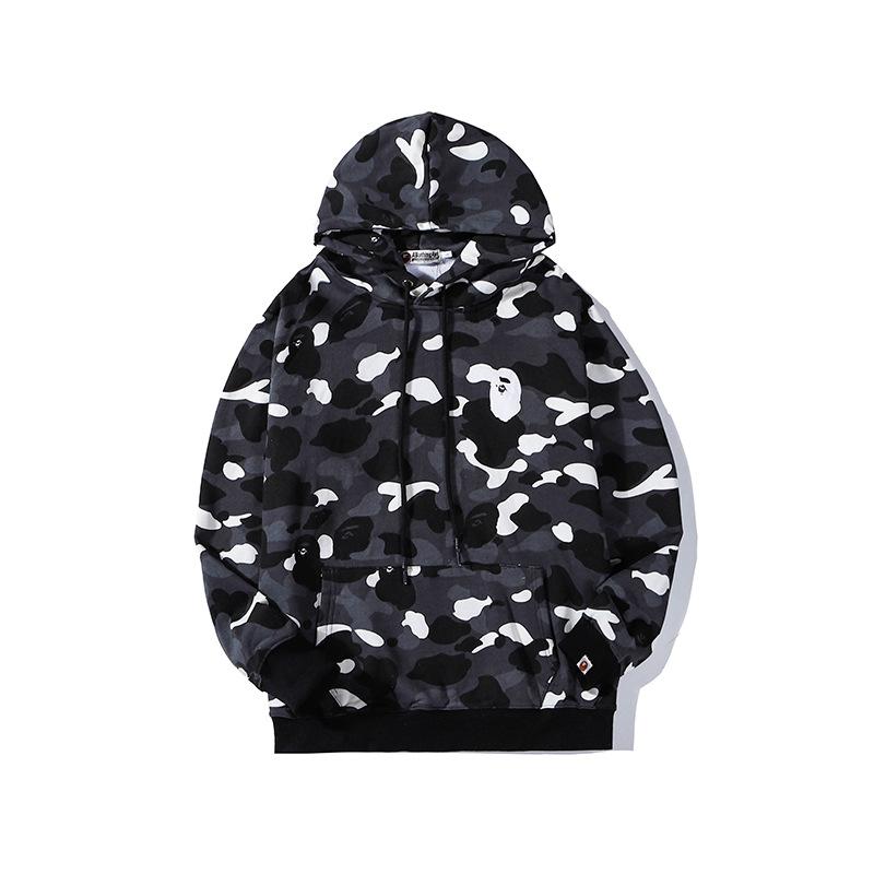 Bathing Ape Hoodie Shark Camouflage Luminous Embroidered Hoodie Hip Hop Men's and Women's Hoodie Coat