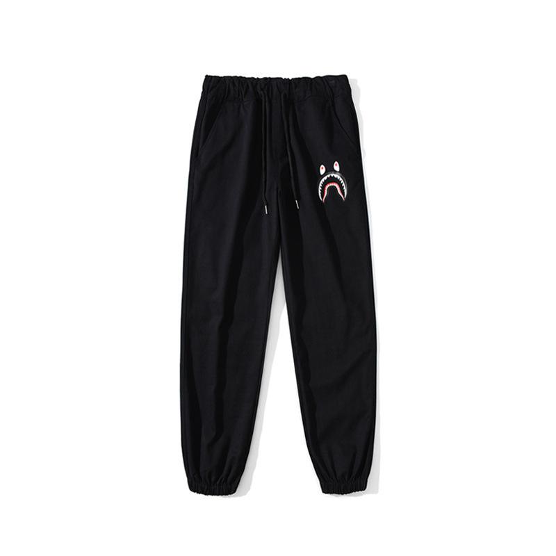 Bathing Ape Pant Trendy Brand Men's Shark Head Waist-Tied Ankle-Tied Woven Fabric Trousers
