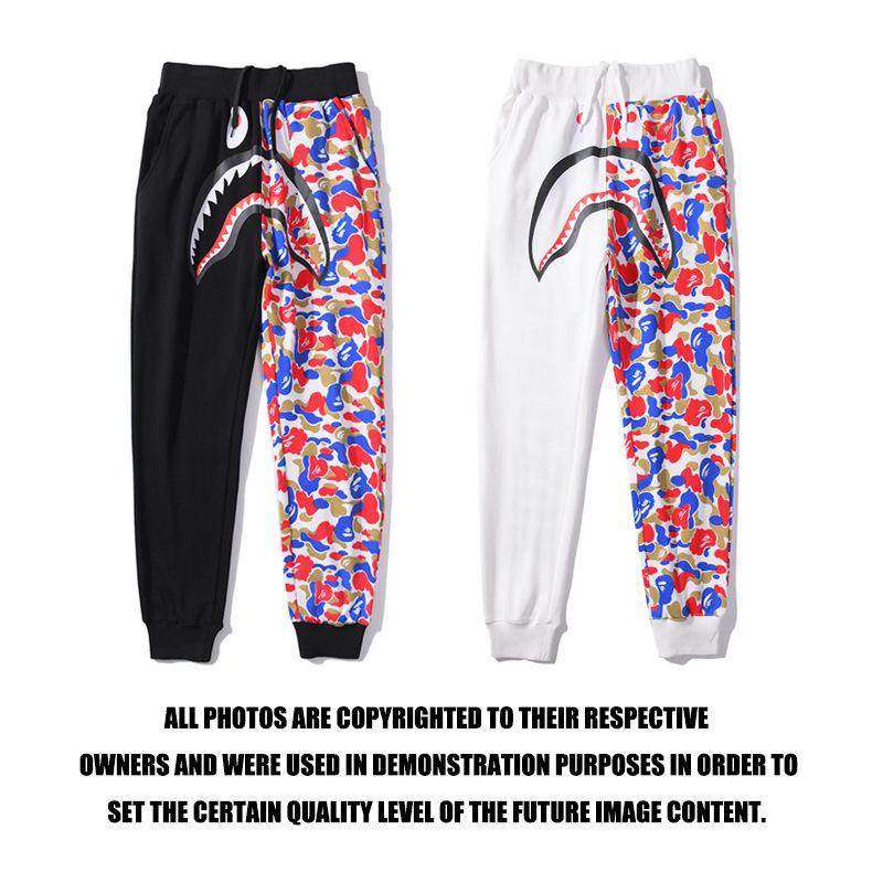 Bathing Ape Pant Shark Head Two Colors Camouflage Casual Trousers Men and Women Couple Print Sweatpants