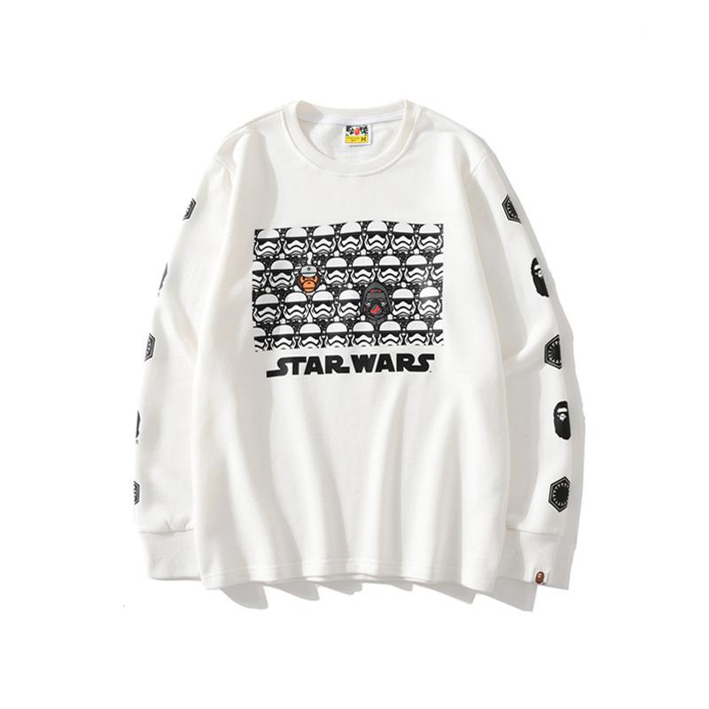 Bathing Ape Sweatshirts Ape Head and Star Wars White Warrior Loose Casual Couple Pullover Sweatshirt
