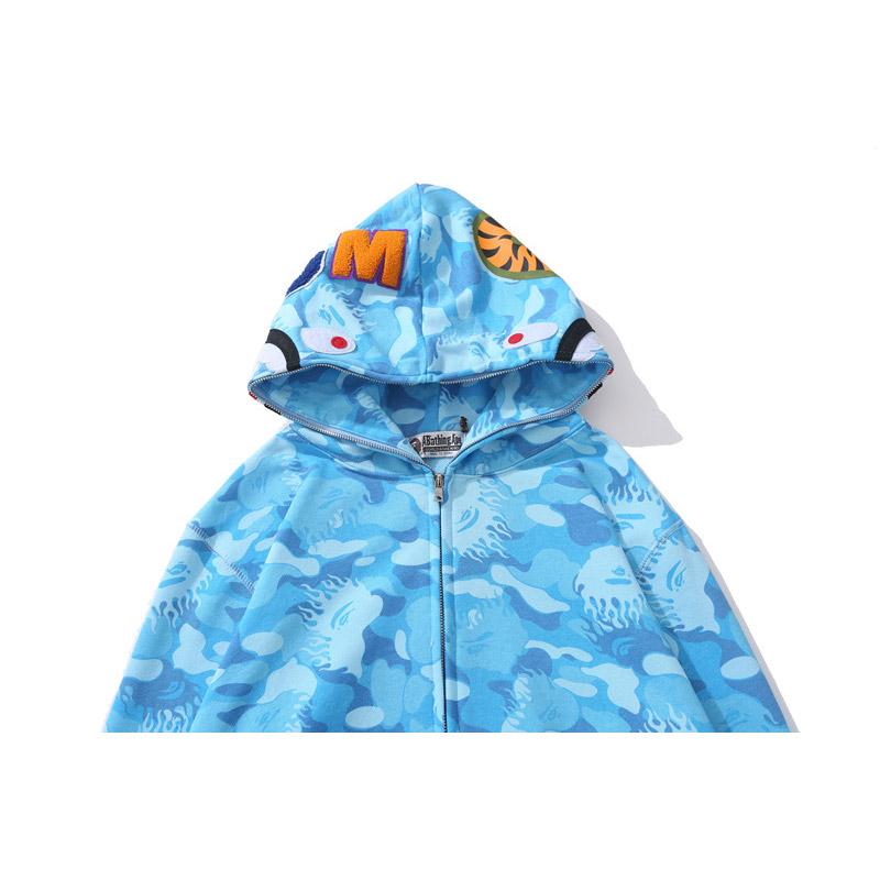 Bathing Ape Hoodie Blue Jellyfish Ghost Fire Camouflage Shark Sweater Hooded Coat Casual Fashion Brand Zip Hoodie