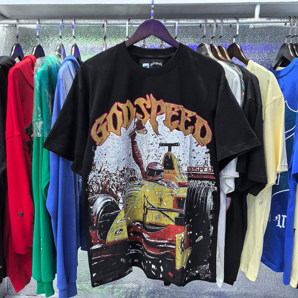 Godspeed T-shirts Racing Wins Scene Printed Cotton Casual Short Sleeves Men and Women