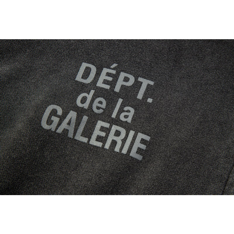 Gallery Dept Hoodie Embroidery Letter Splash Ink Wash Hooded Sweater Cardigan Jacket