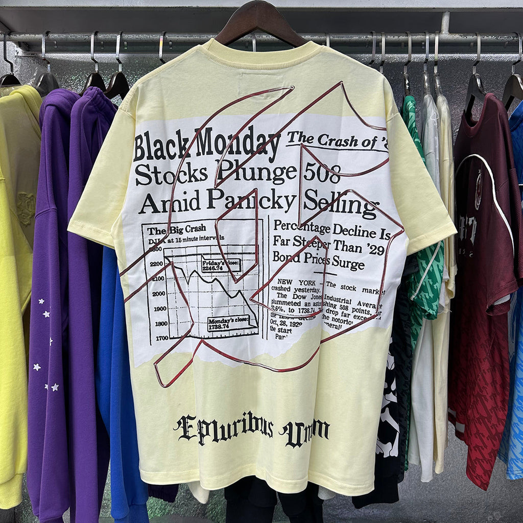 Godspeed T-shirts Newspaper Skull Printing Cotton Casual Short Sleeves Men and Women