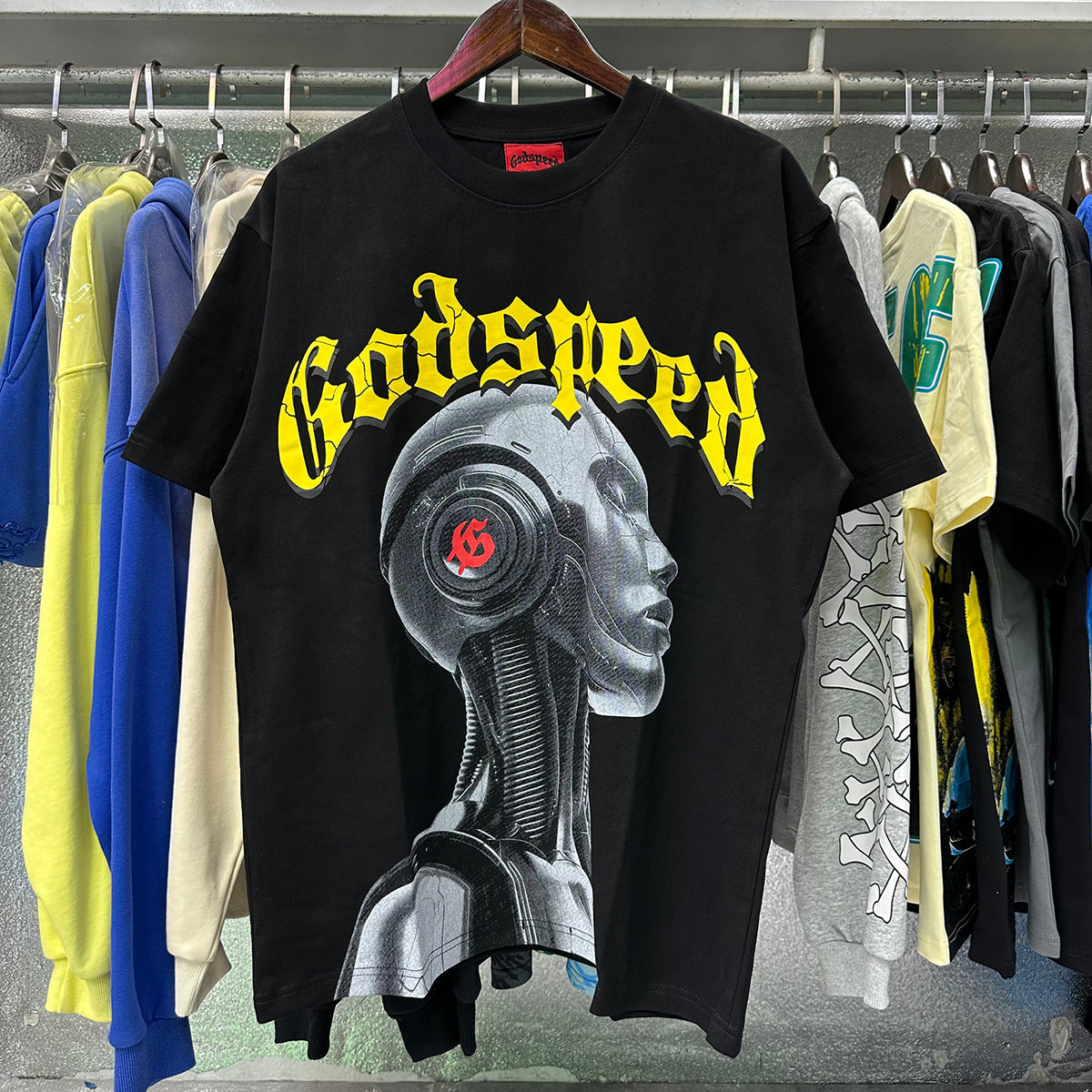 Godspeed T-shirts Technology Robot Printing Cotton Casual Short Sleeve Men and Women