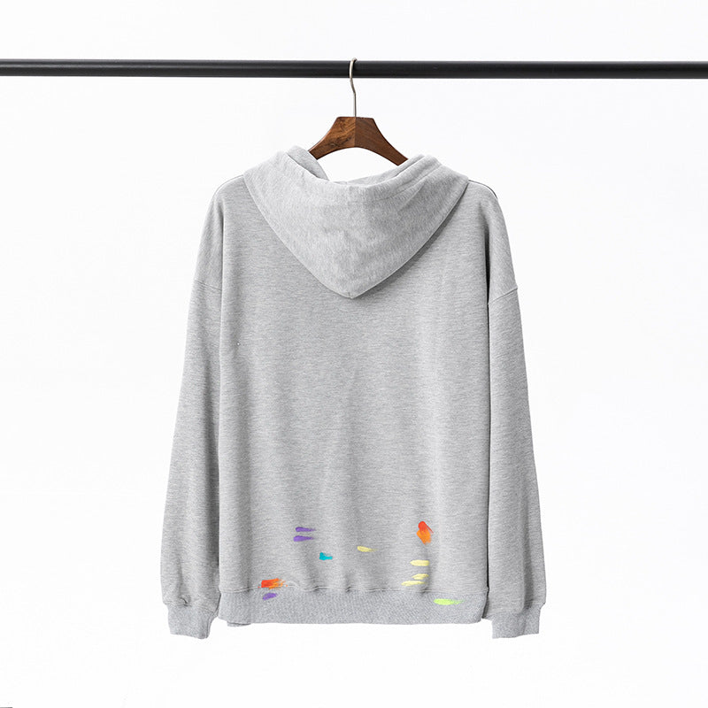 Gallery Dept Hoodie Luo Hand Painted Graffiti Letter Printing Pure Cotton