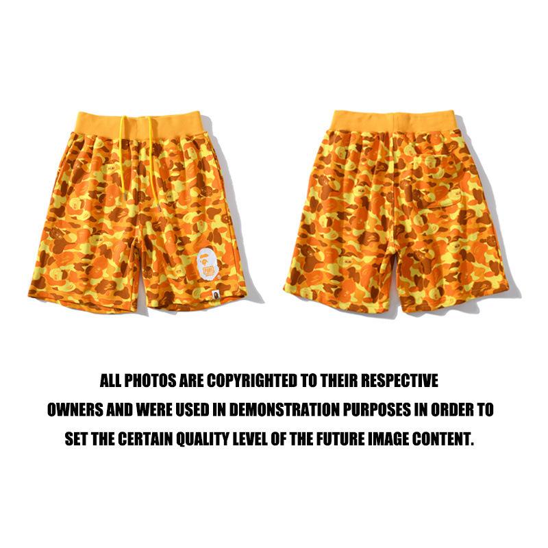 Bathing Ape Shorts Orange Camouflage Cotton Shorts Men Teenagers Student Cropped Shorts