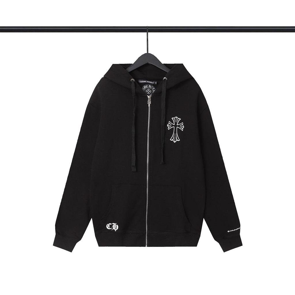 Chrome Heart Hoodie Overlap Phantom Cross Zip Hooded Jacket