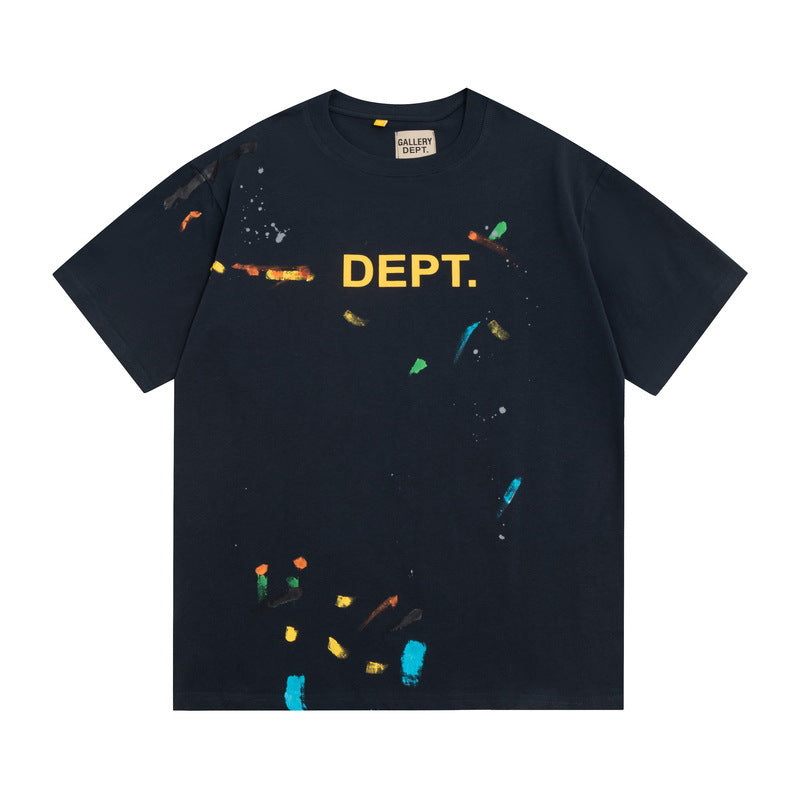 Gallery Dept T-Shirt Hand Painted Splash Ink Letter Print Short Sleeve T-Shirt