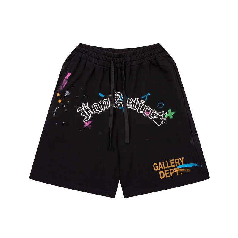 Gallery Dept Shorts Hand Painted Splash Ink Graffiti Alphabet Casual Shorts