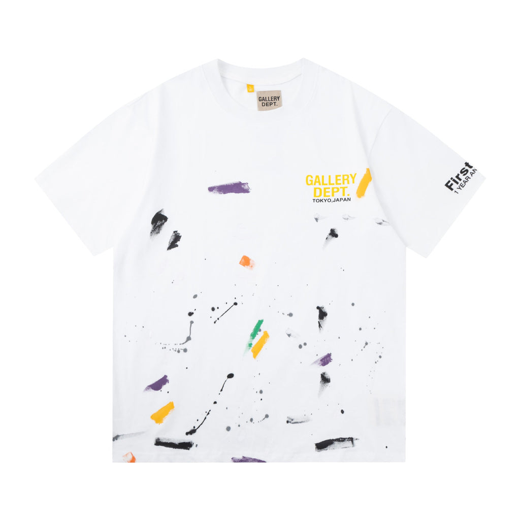 Gallery Dept T-Shirt Hand Painted Color Graffiti Print Short Sleeve T-Shirt