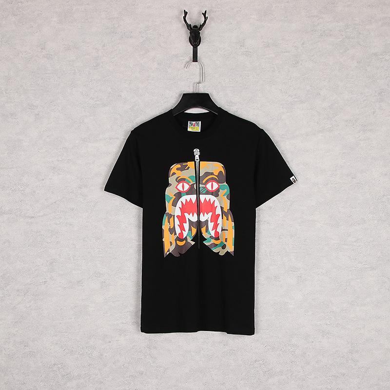 Bathing Ape T-Shirt Summer Zipper Printed Short Sleeve