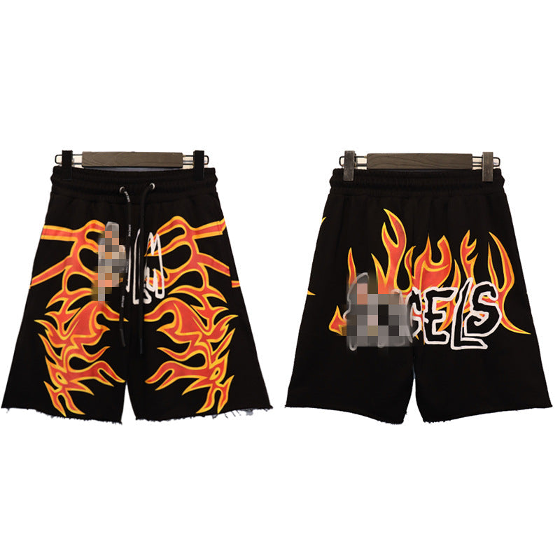 Palm Angle Shorts Palm Angels Flame Letter Print Casual Sports Beach Shorts Men
