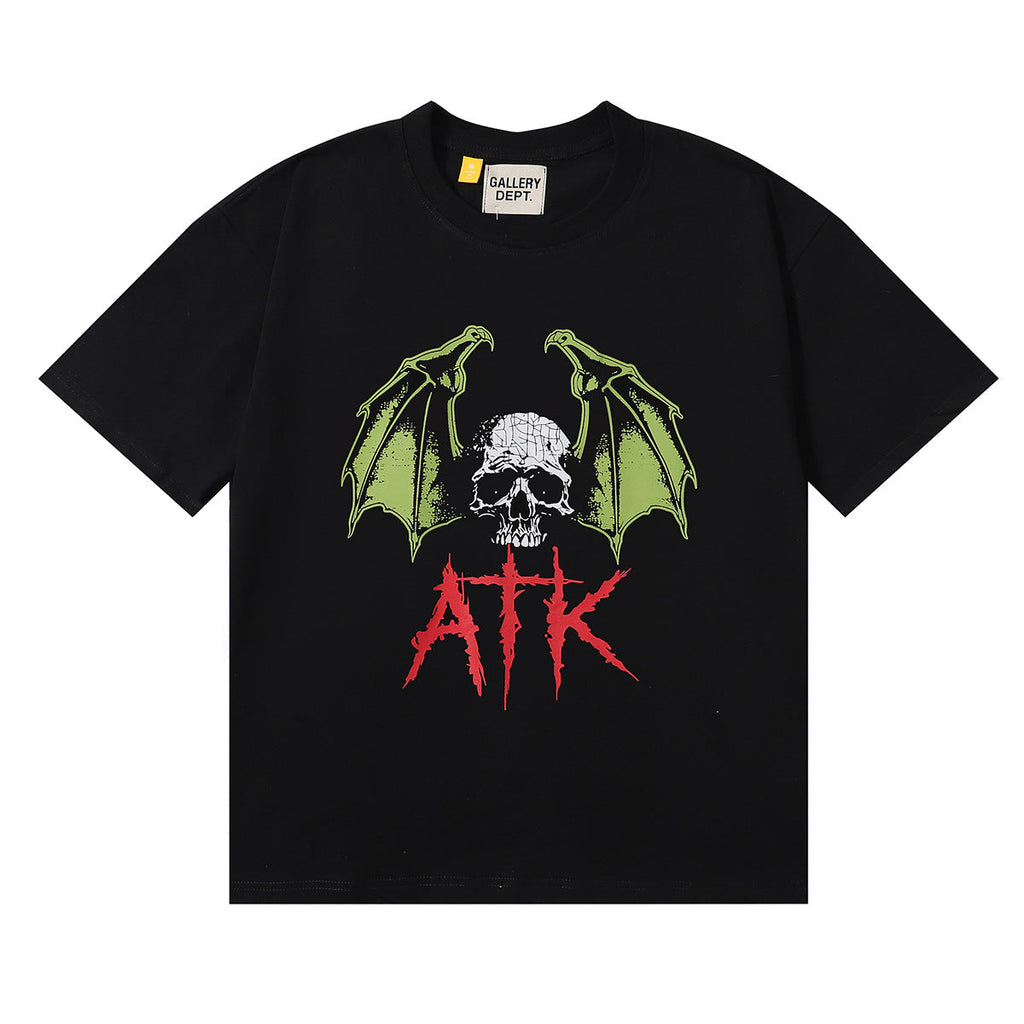 Gallery Dept T-Shirt Demon Skull Bronzing Letter Short Sleeve T-Shirt