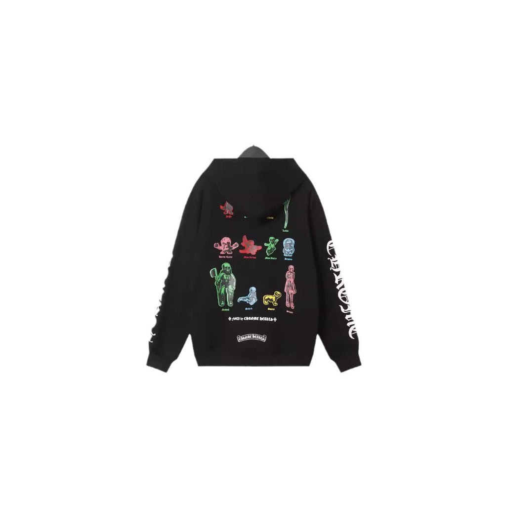 Chrome Heart Hoodie Crowe Cartoon Graffiti Zip Hoodie Jacket Hooded Sweater