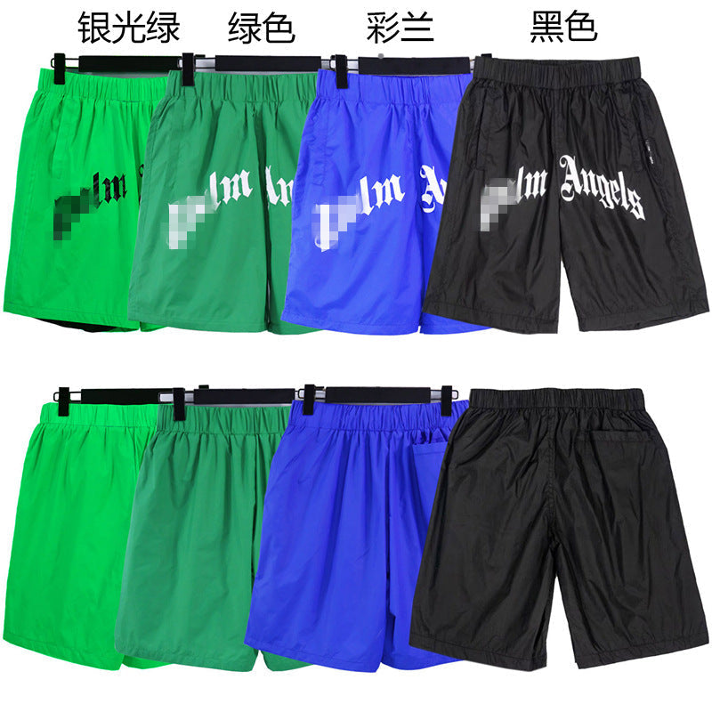 Palm Angle Shorts Palm Angels Letter Logo Casual Beach Shorts Men's and Women's High Street Sports Shorts