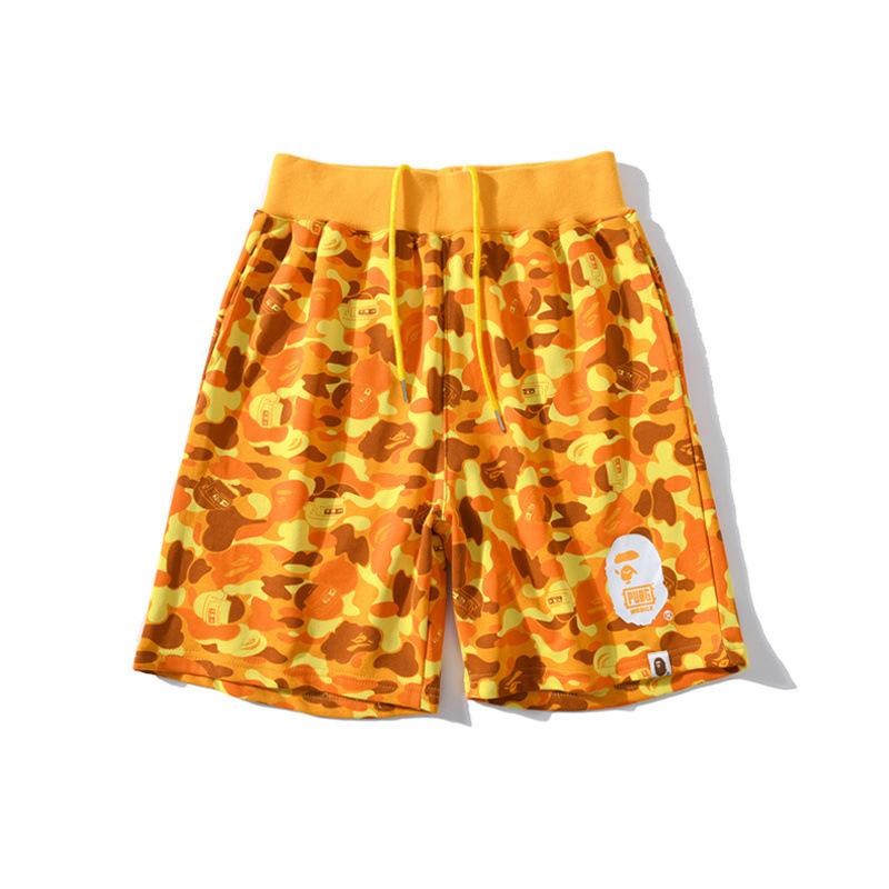 Bathing Ape Shorts Orange Camouflage Cotton Shorts Men Teenagers Student Cropped Shorts