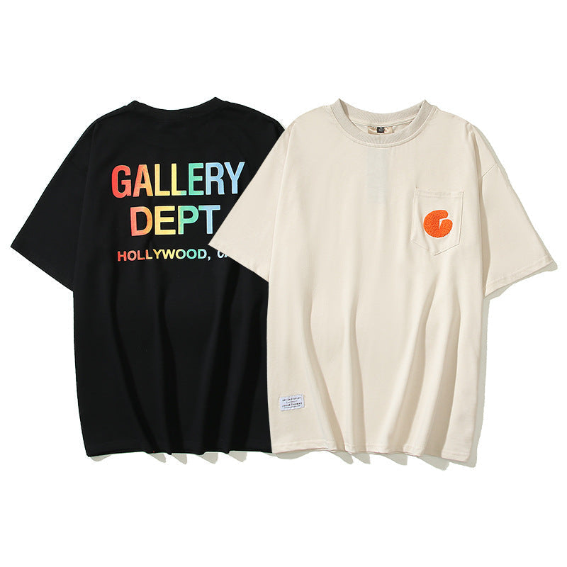 Gallery Dept T Shirts American High Street Gallery Vintage Men and Women Loose Short Sleeved T-shirt