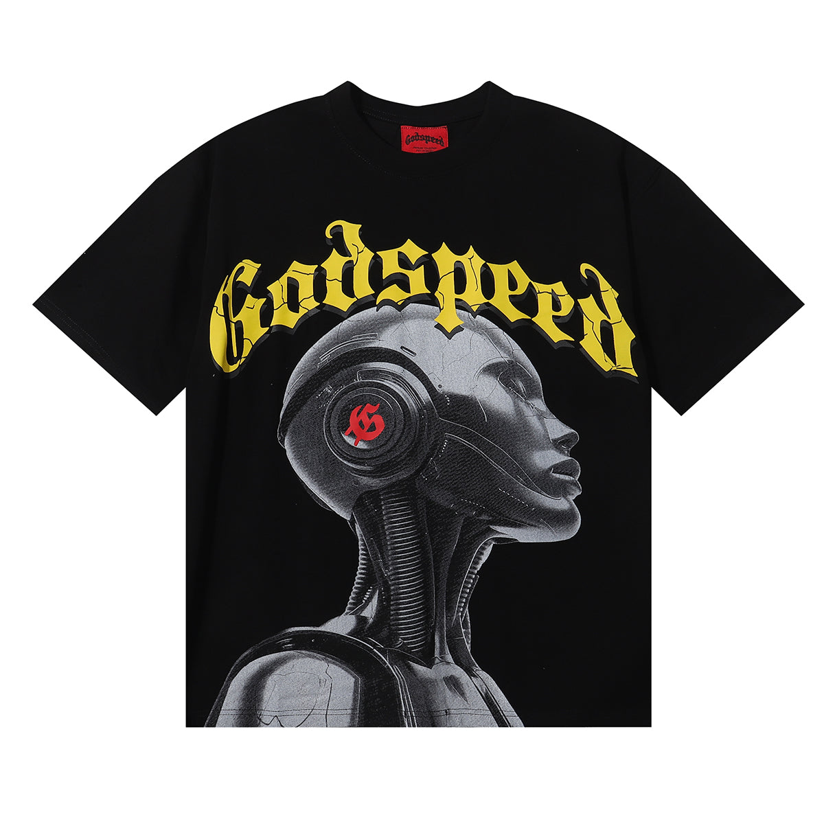 Godspeed T-shirts Technology Robot Printing Cotton Casual Short Sleeve Men and Women