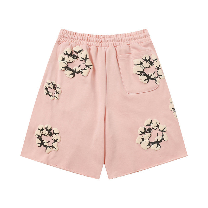 Denim Tears Shorts Yellow floral cotton