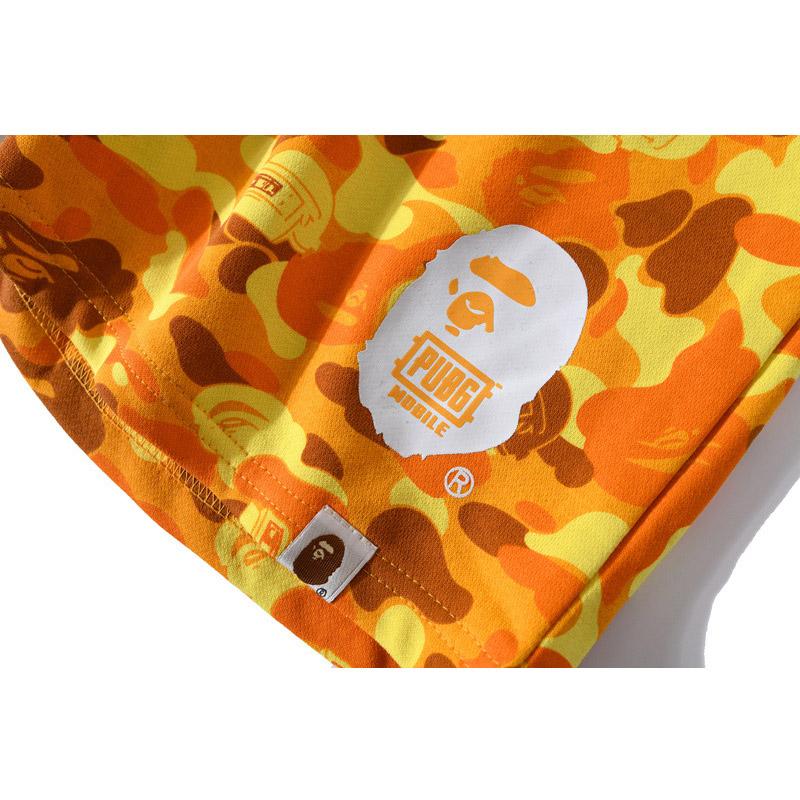 Bathing Ape Shorts Orange Camouflage Cotton Shorts Men Teenagers Student Cropped Shorts