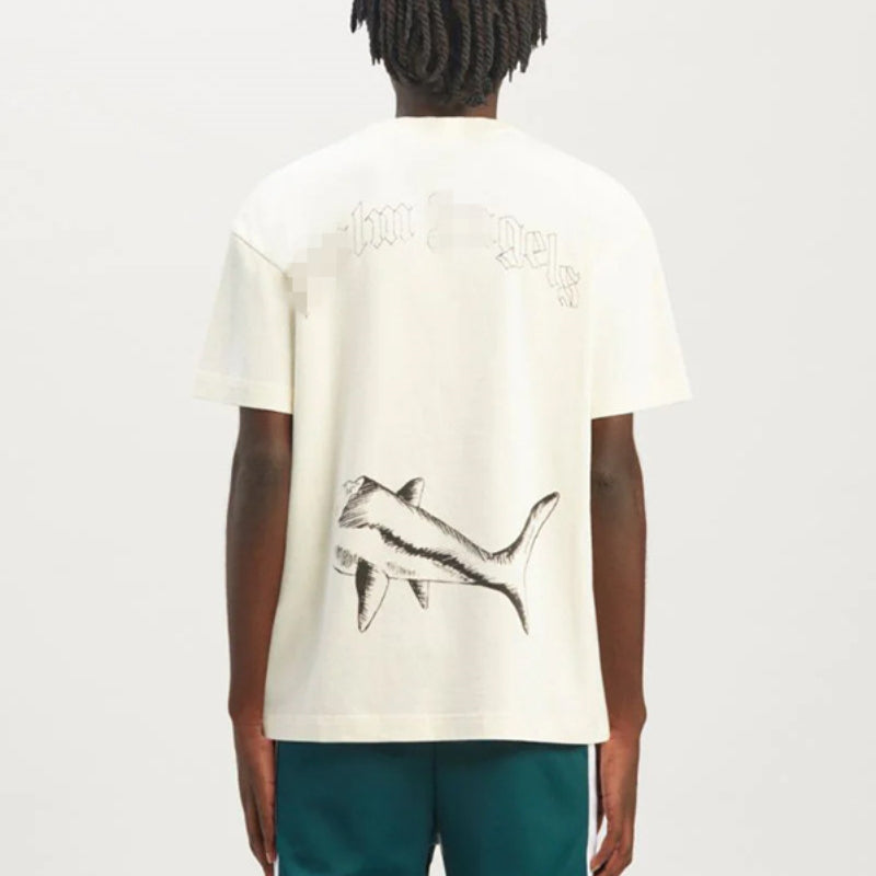Palm Angels T-shirt Sketch Break Shark Alphabet Short Sleeve T-shirt